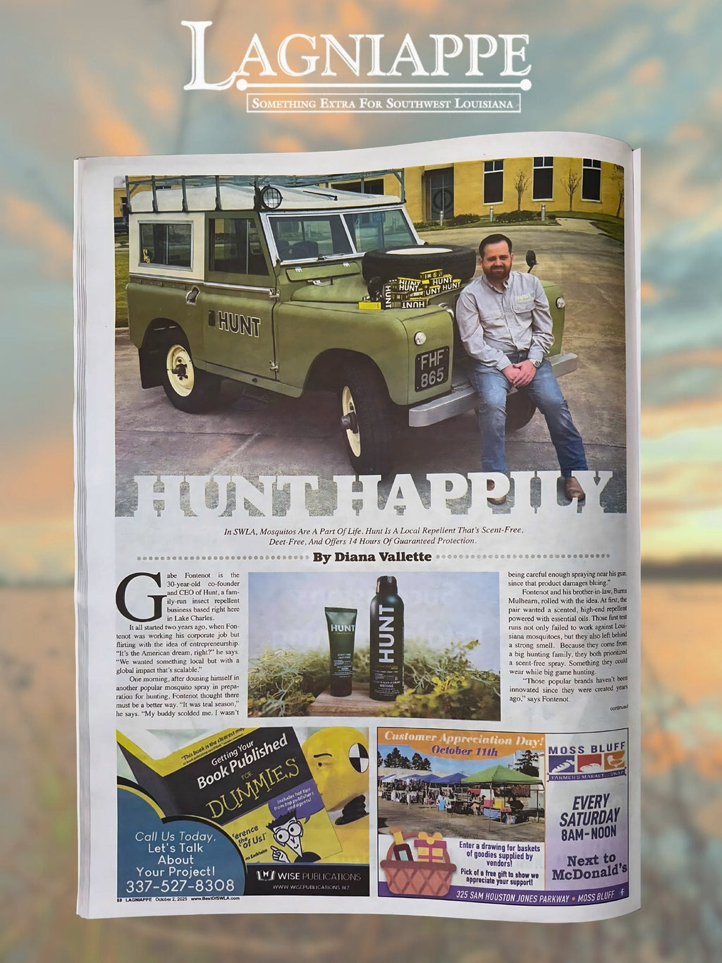 A photo of a page from the Lagniappe Magazine featuring HUNT.