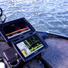 A picture of a boat with depth finders damaged by DEET-based insect repellent.