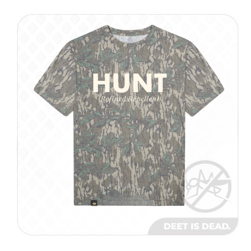 "HUNT MORE, WORRY LESS" Washed Mossy Oak Tee