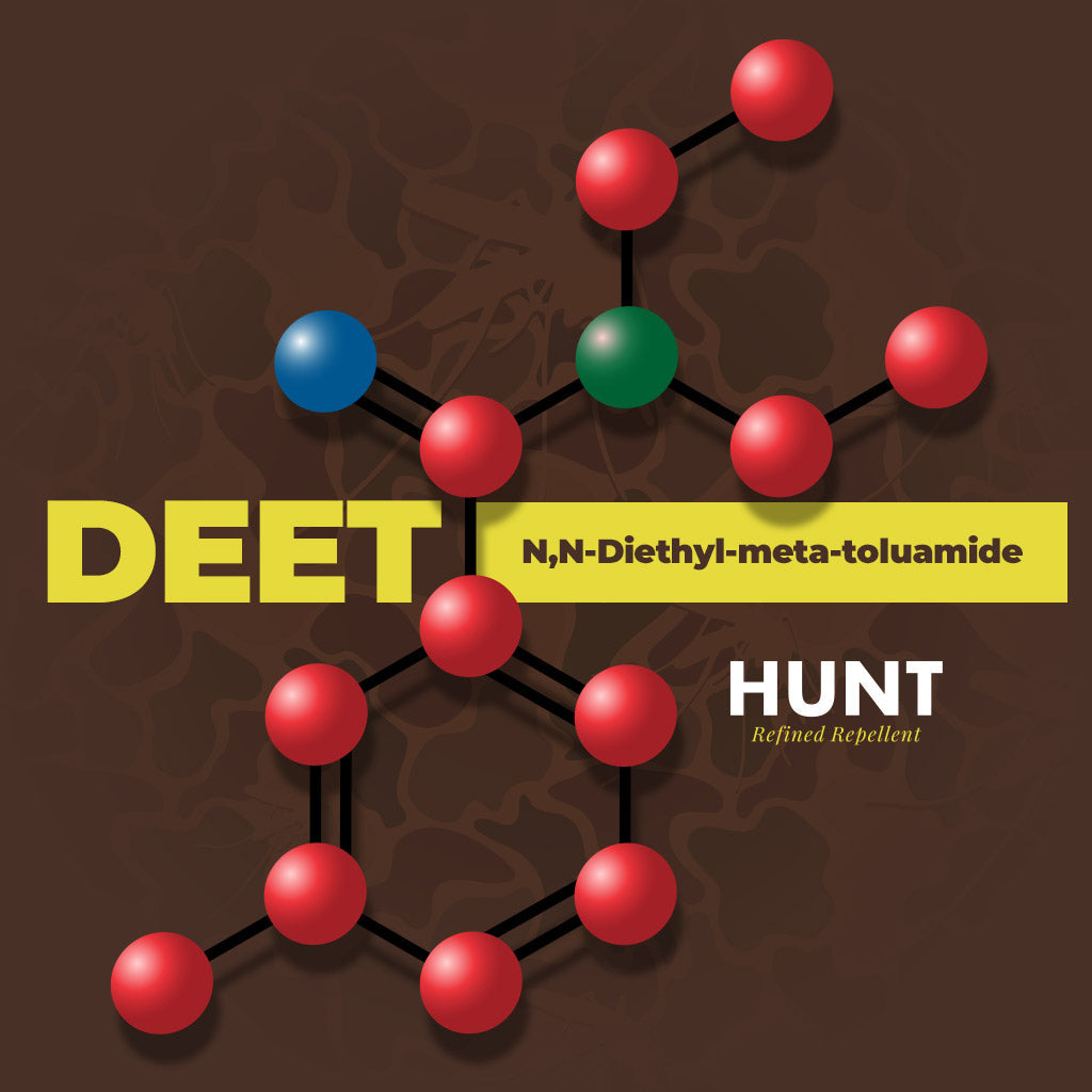 The molecule structure of -diethyl- -toluamide, also known as DEET.