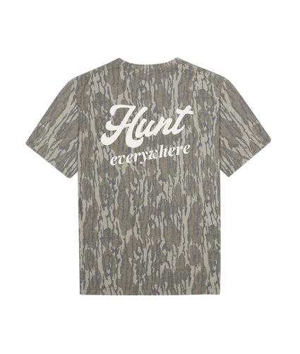 "HUNT EVERYWHERE" Washed Mossy Oak Tee